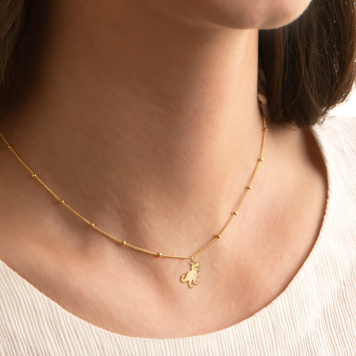 Leaping T Rex Charm Necklace