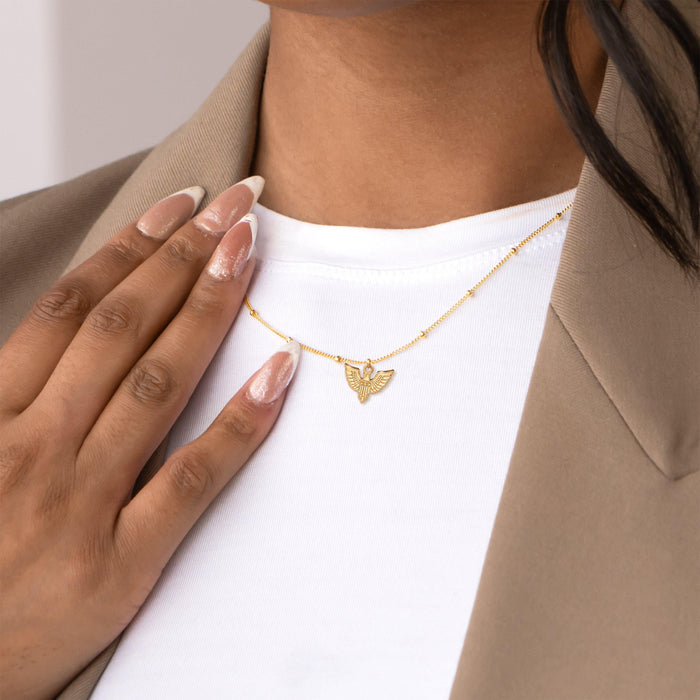 American Eagle Pendant Beady Necklace