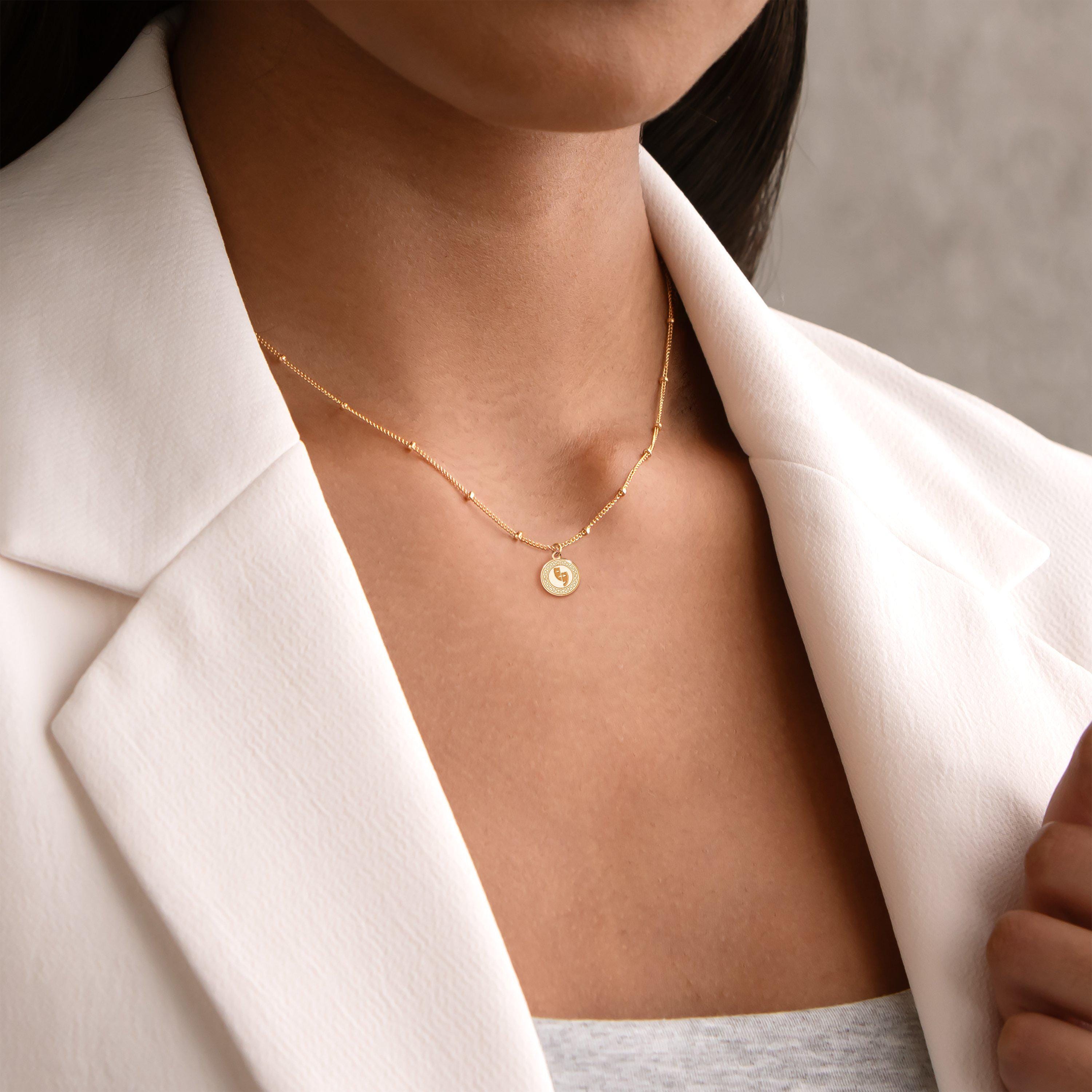 Greek Key Coin Beady Necklace