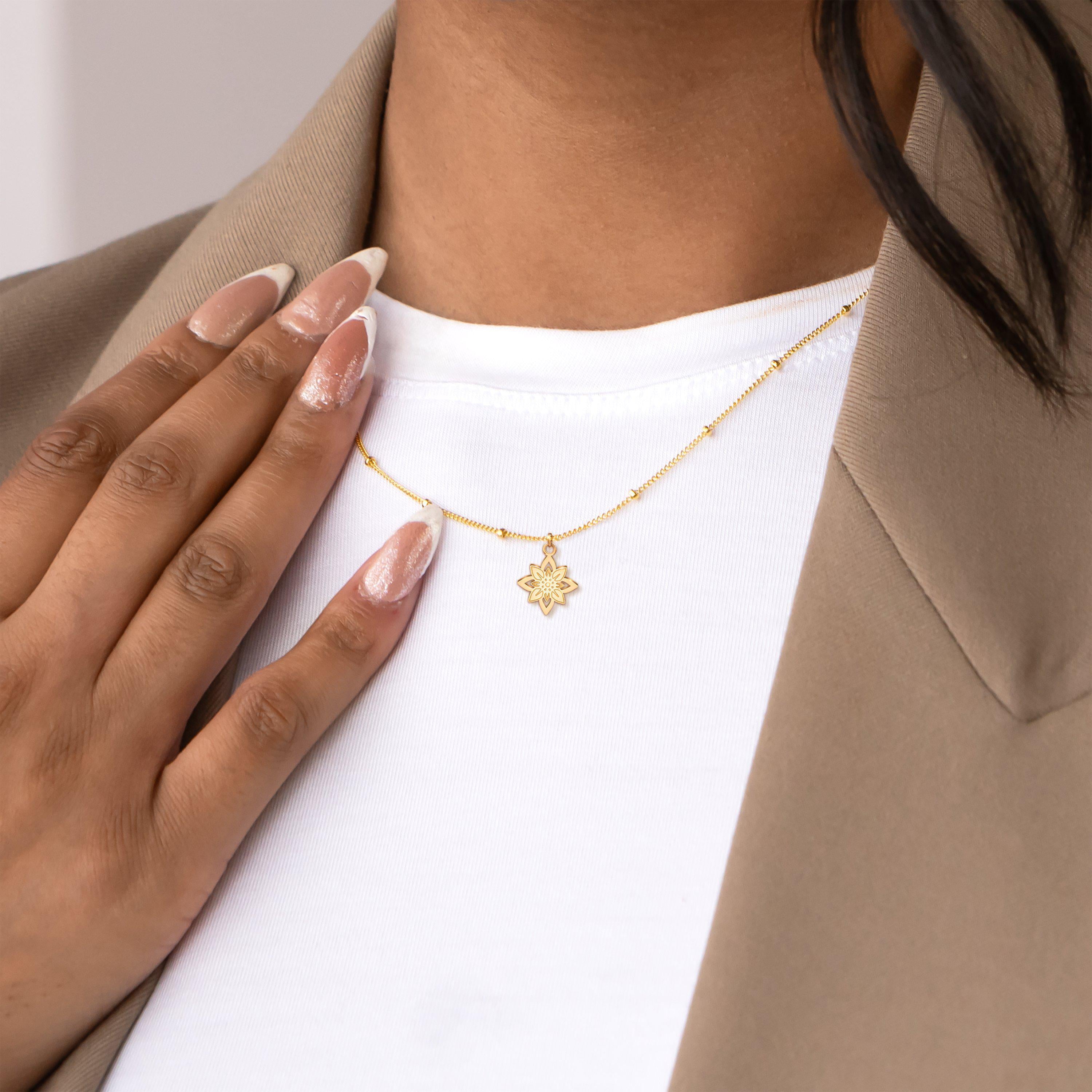 Flower Charm Beady Necklace