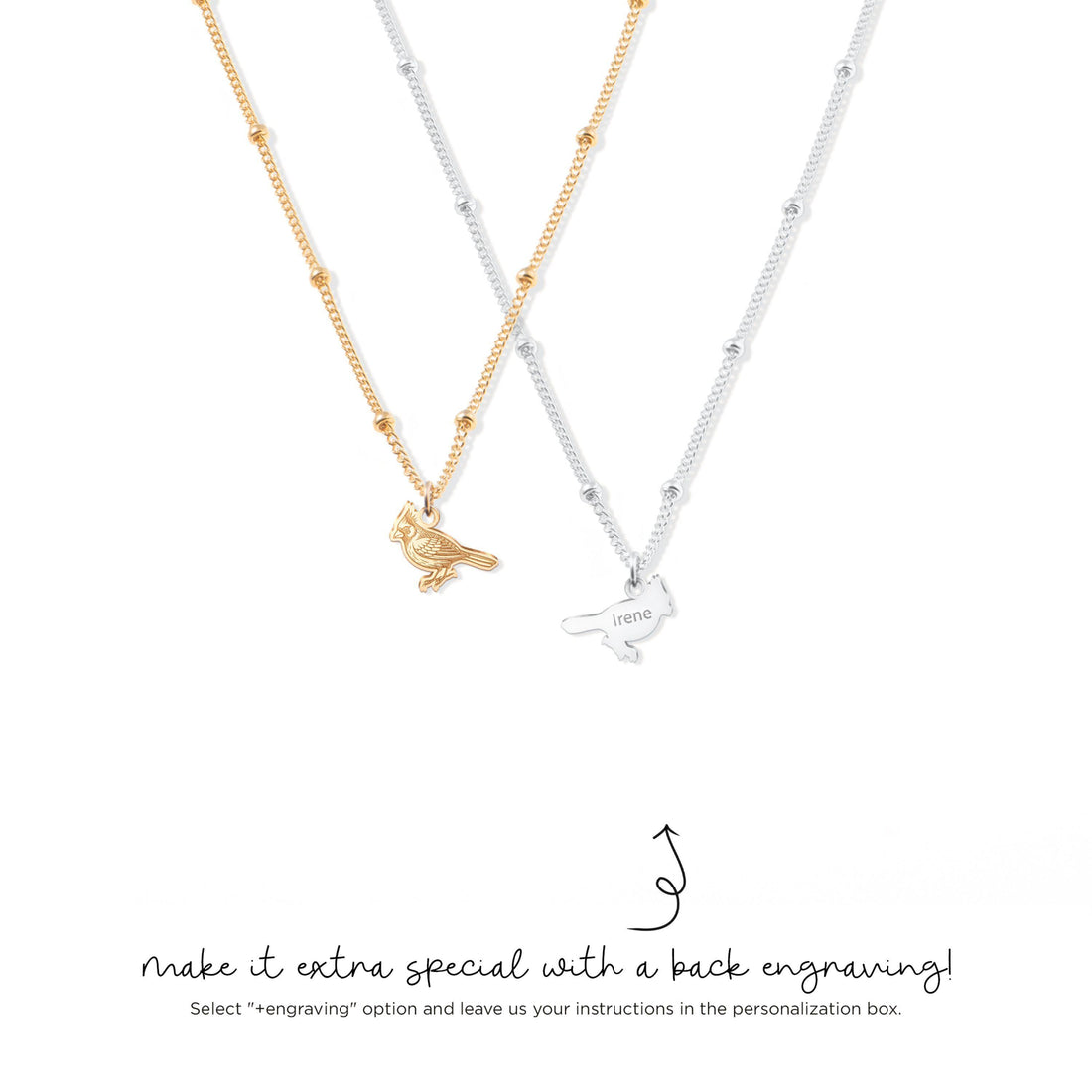 Cardinal Bird Pendant Beady Necklace