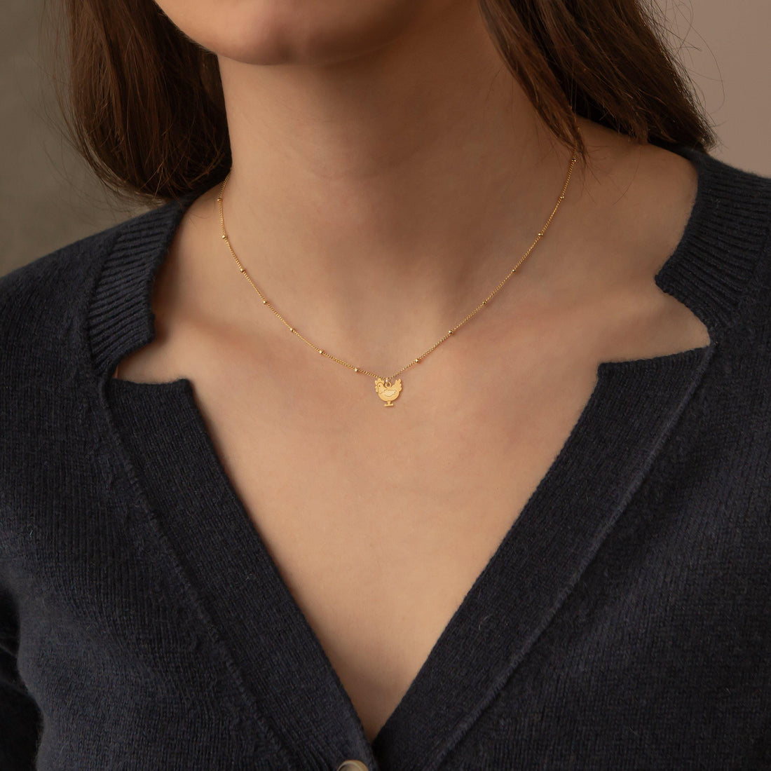 Chicken Beady Pendant Beady Necklace
