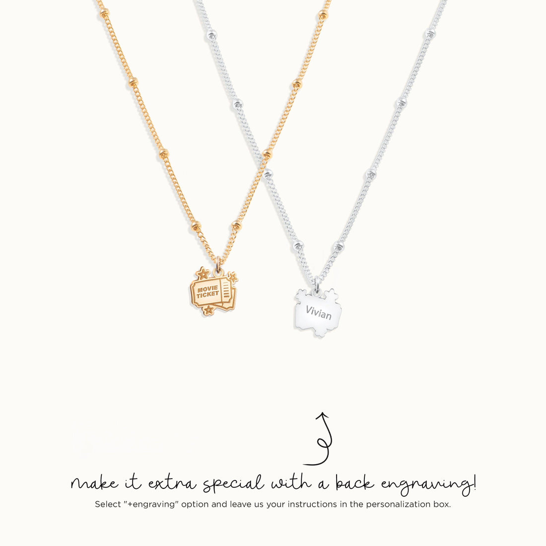 Movie Ticket Pendant Beady Necklace