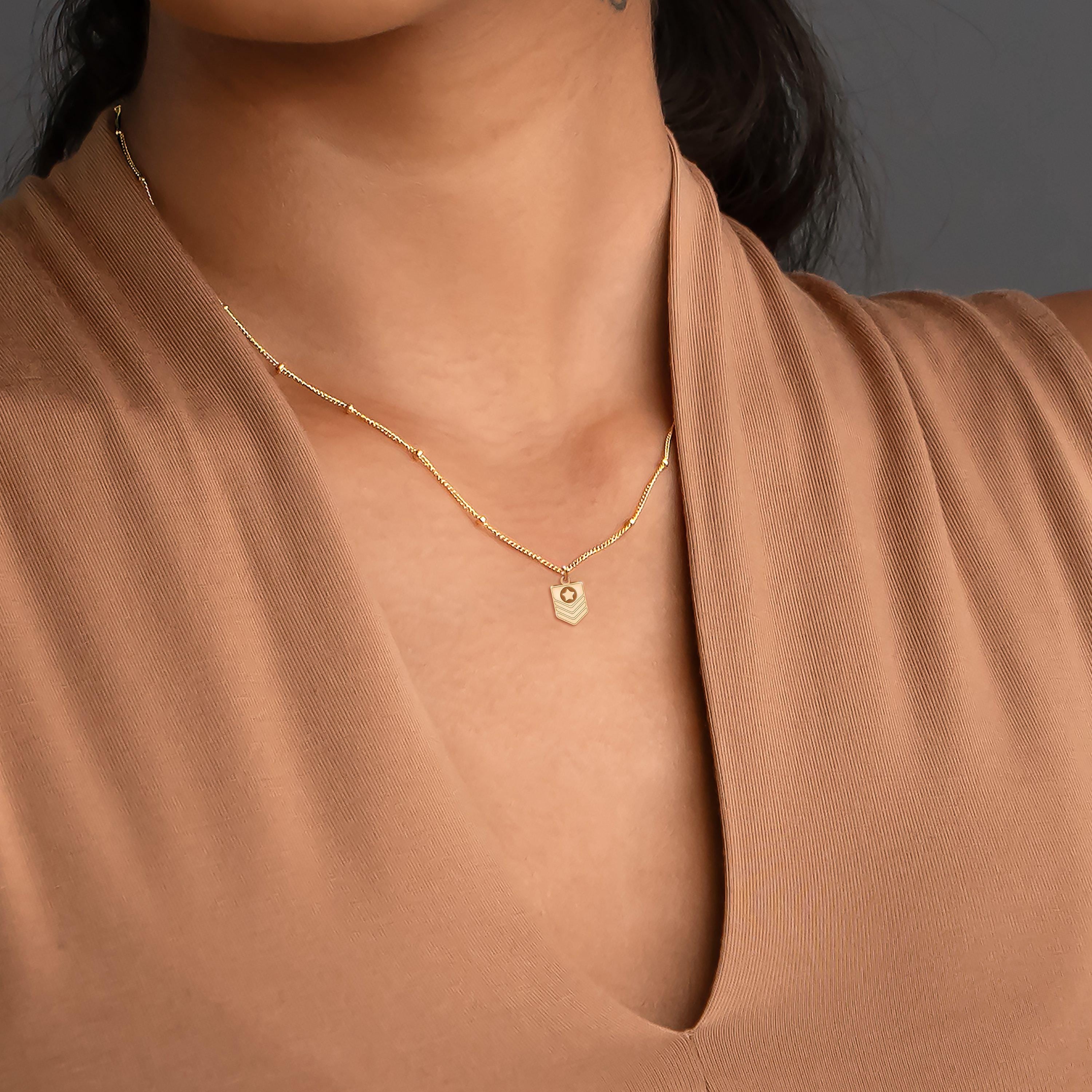 Military Police Badge Beady Necklace