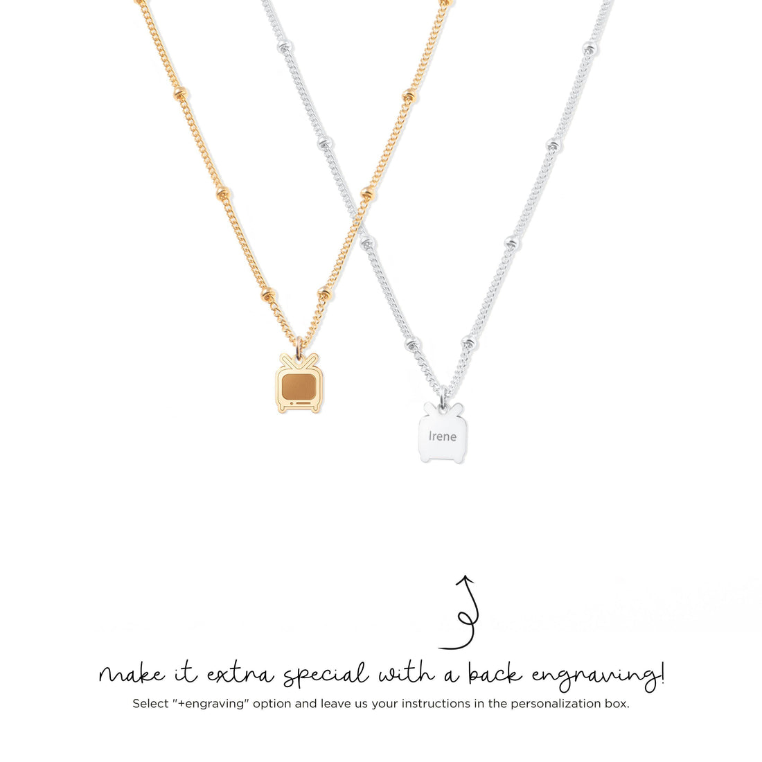 Retro TV Pendant Beady Necklace