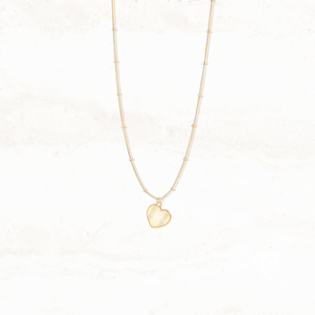 Baseball Heart Beady Necklace