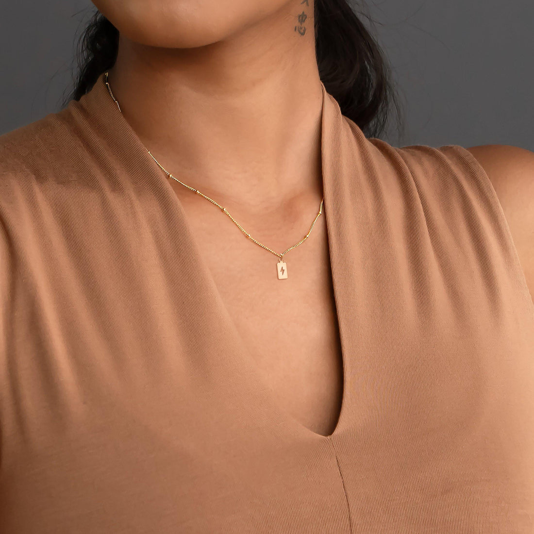 Industrial Battery Cutout Charm Necklace