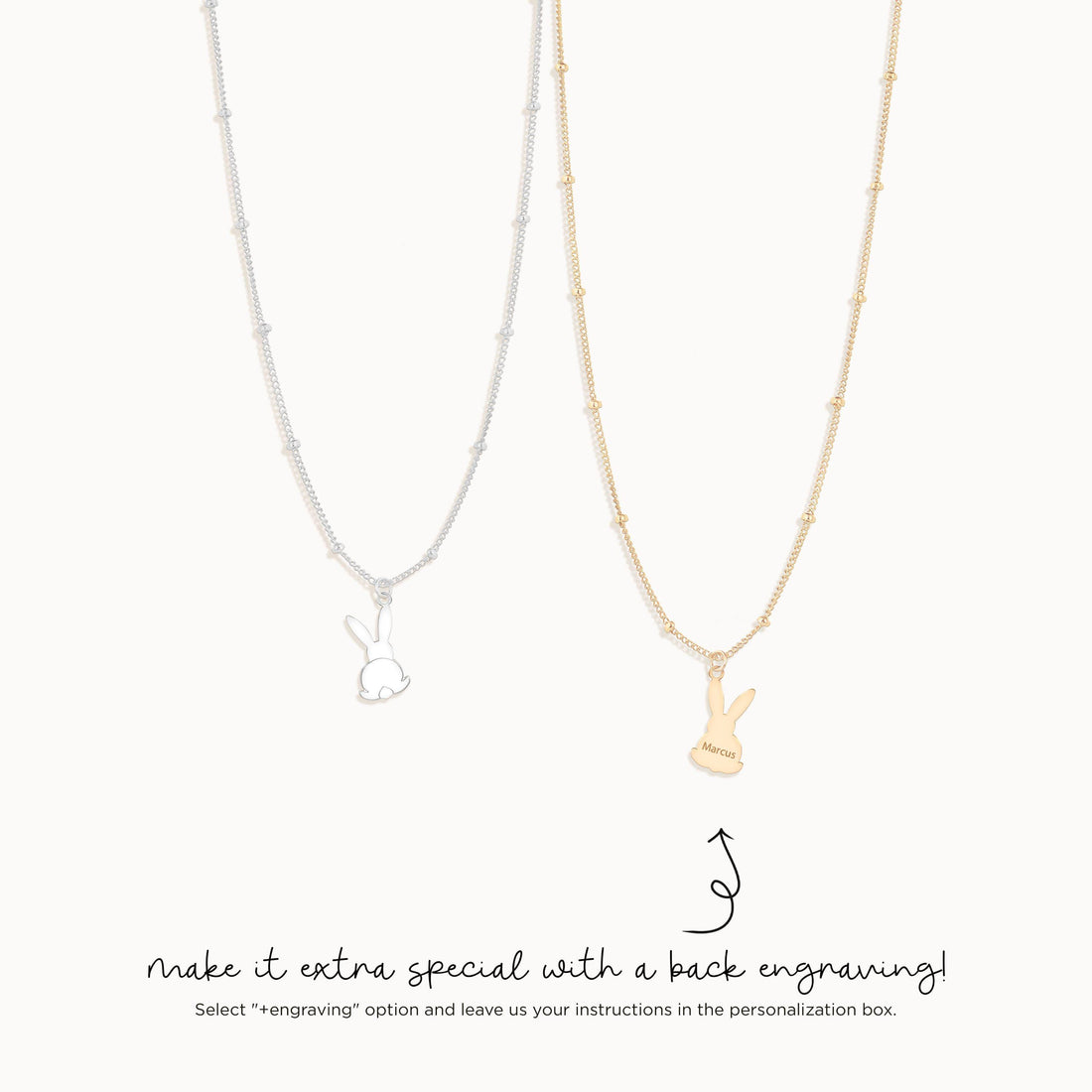 Bunny Back View Charm Necklace
