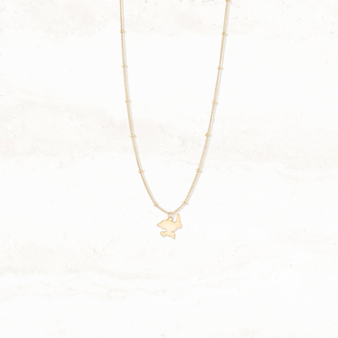 Leaping Bunny Pendant Beady Necklace