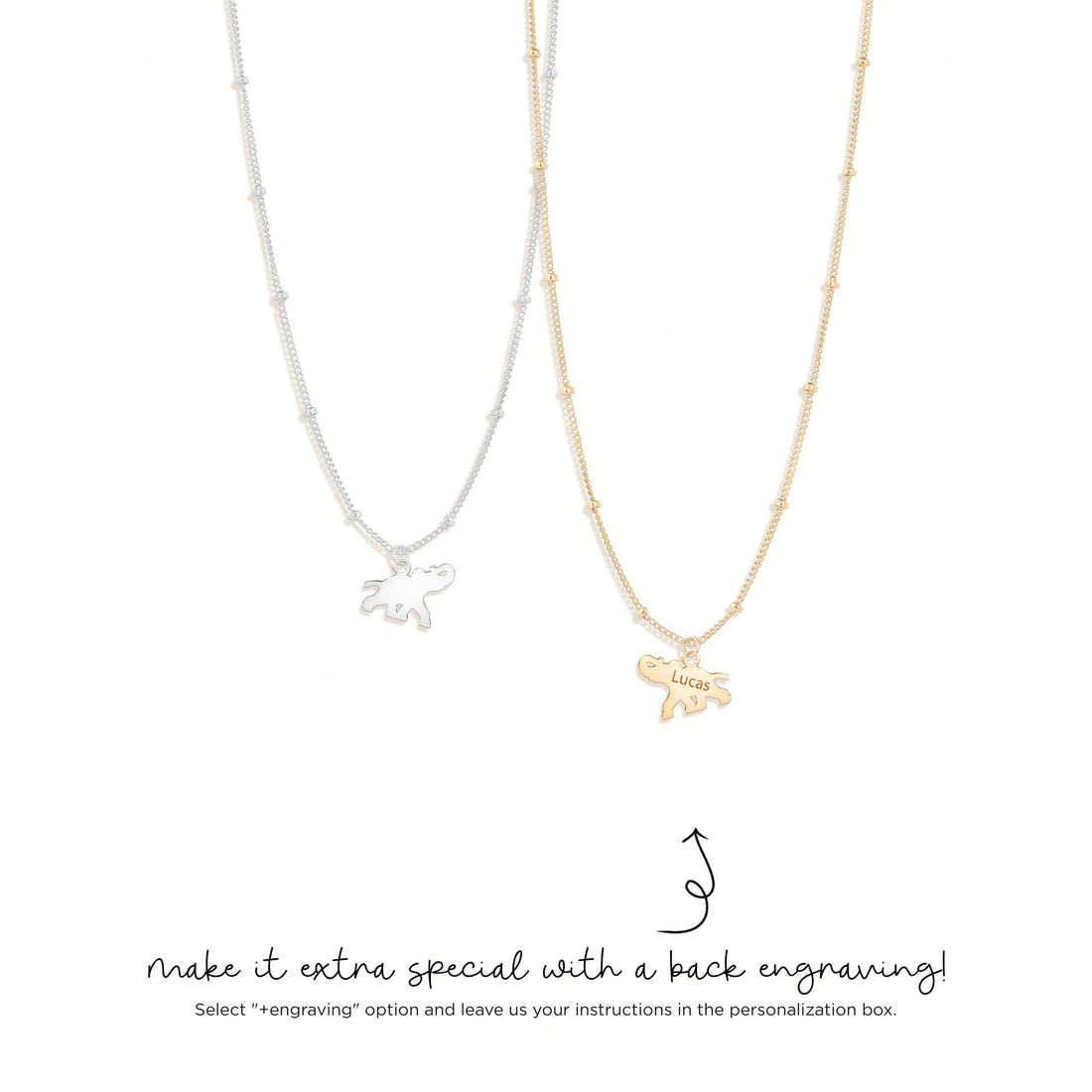 Elephant Satellite Pendant Beady Necklace