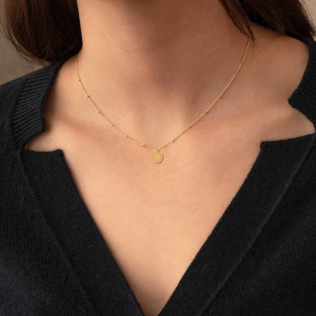 Golf Ball Pendant Beady Necklace