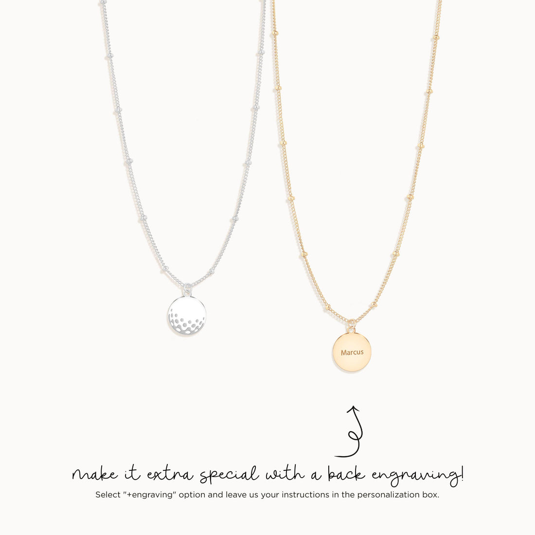 Golf Ball Pendant Beady Necklace