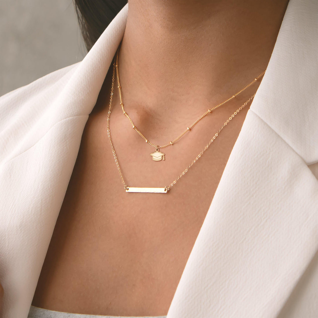 Graduation Cap Pendant Beady Necklace
