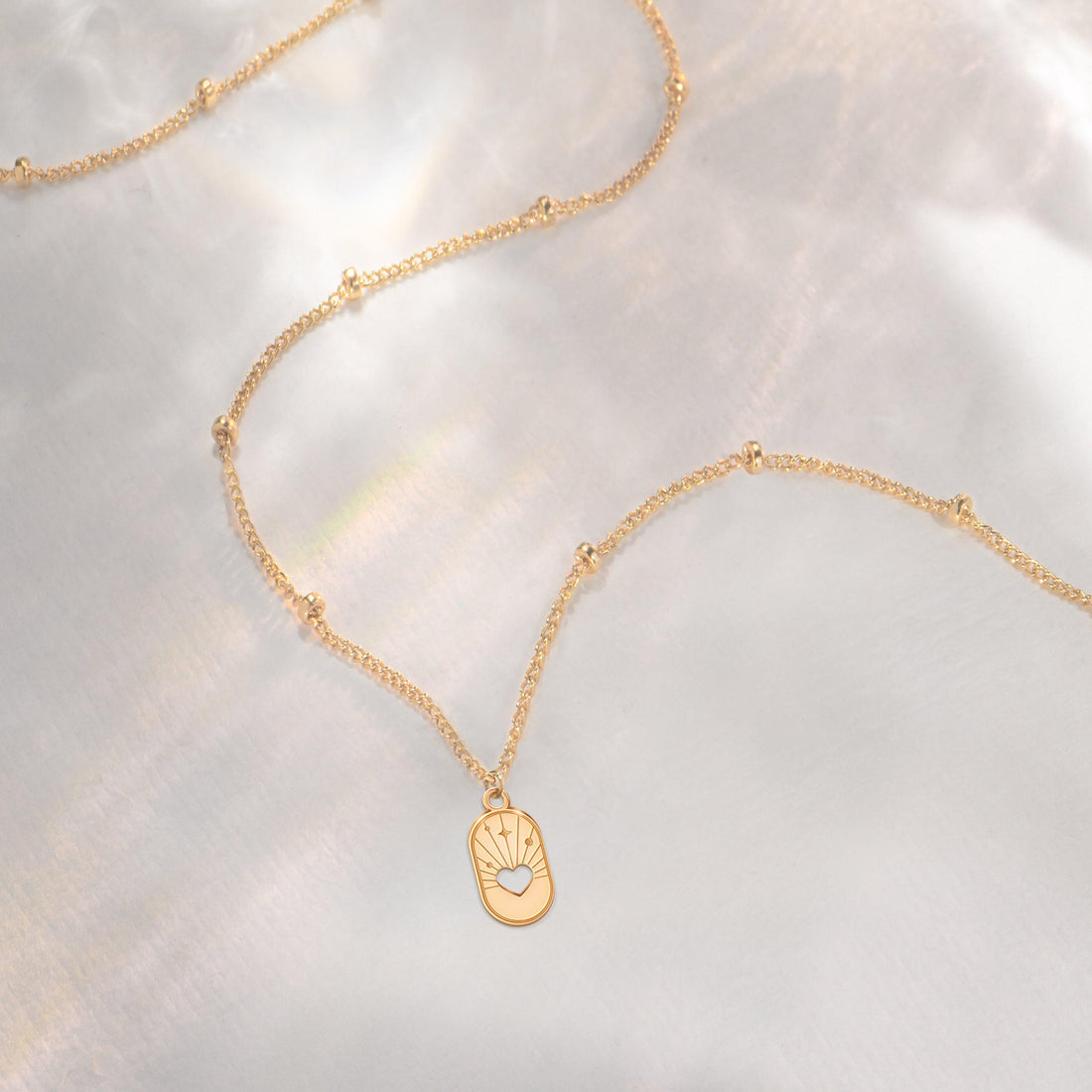 Heart Pendant Beady Necklace
