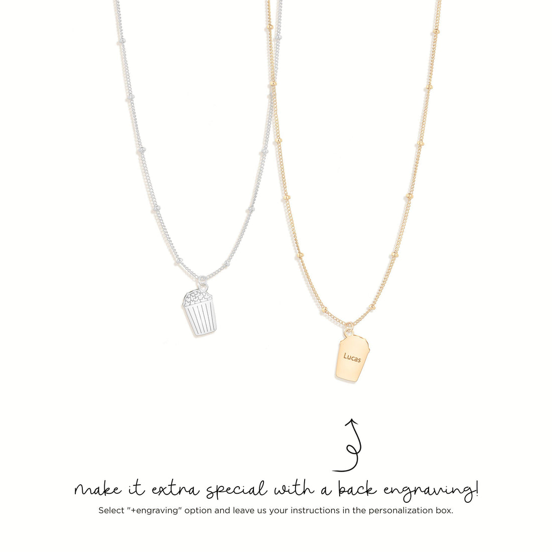Popcorn Charm Beady Necklace