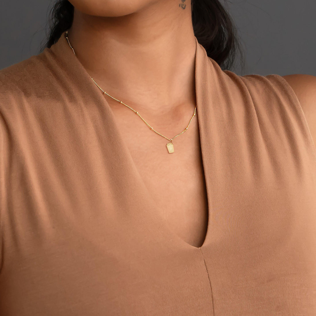 Popcorn Charm Beady Necklace