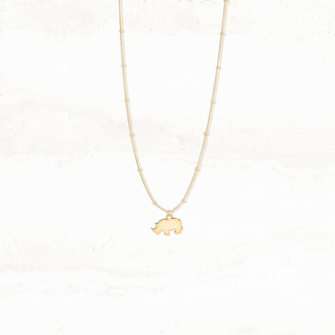 Leaping Rhino Charm Necklace