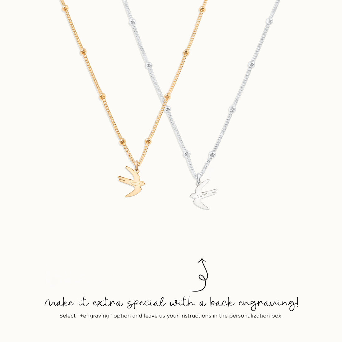 Swallow Pendant Beady Necklace