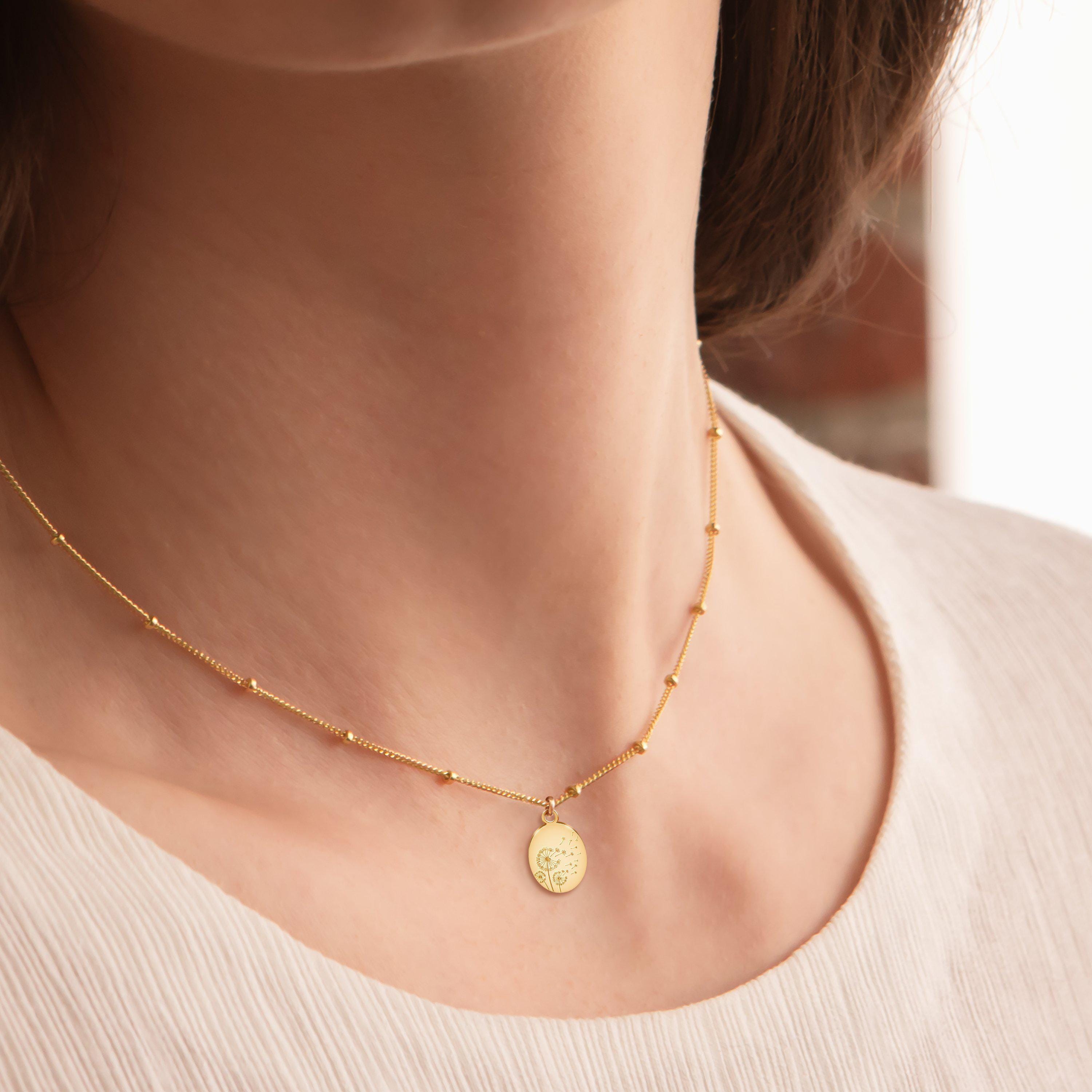 Dandelion Pendant Beady Necklace