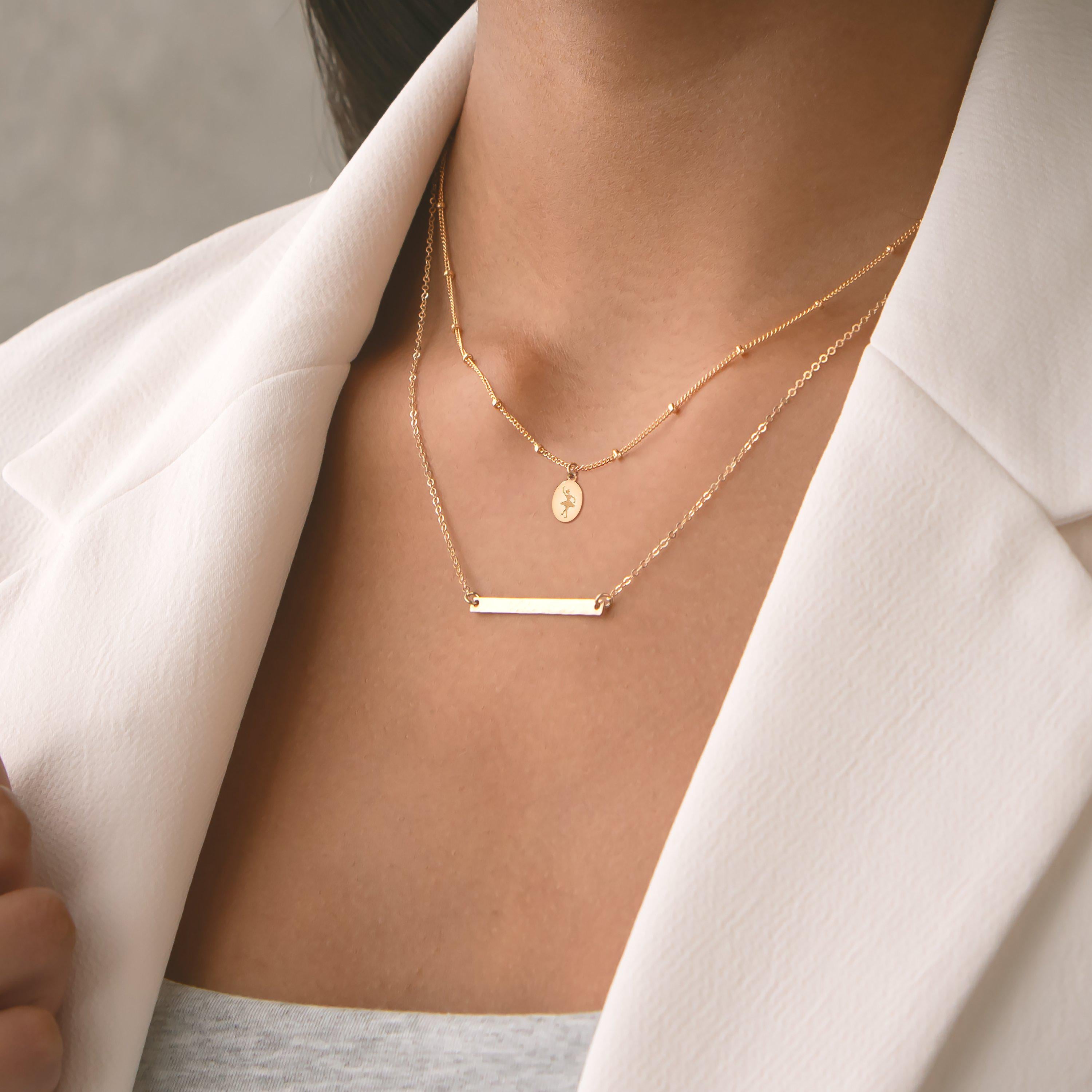 Ballerina Oval Pendant Beady Necklace