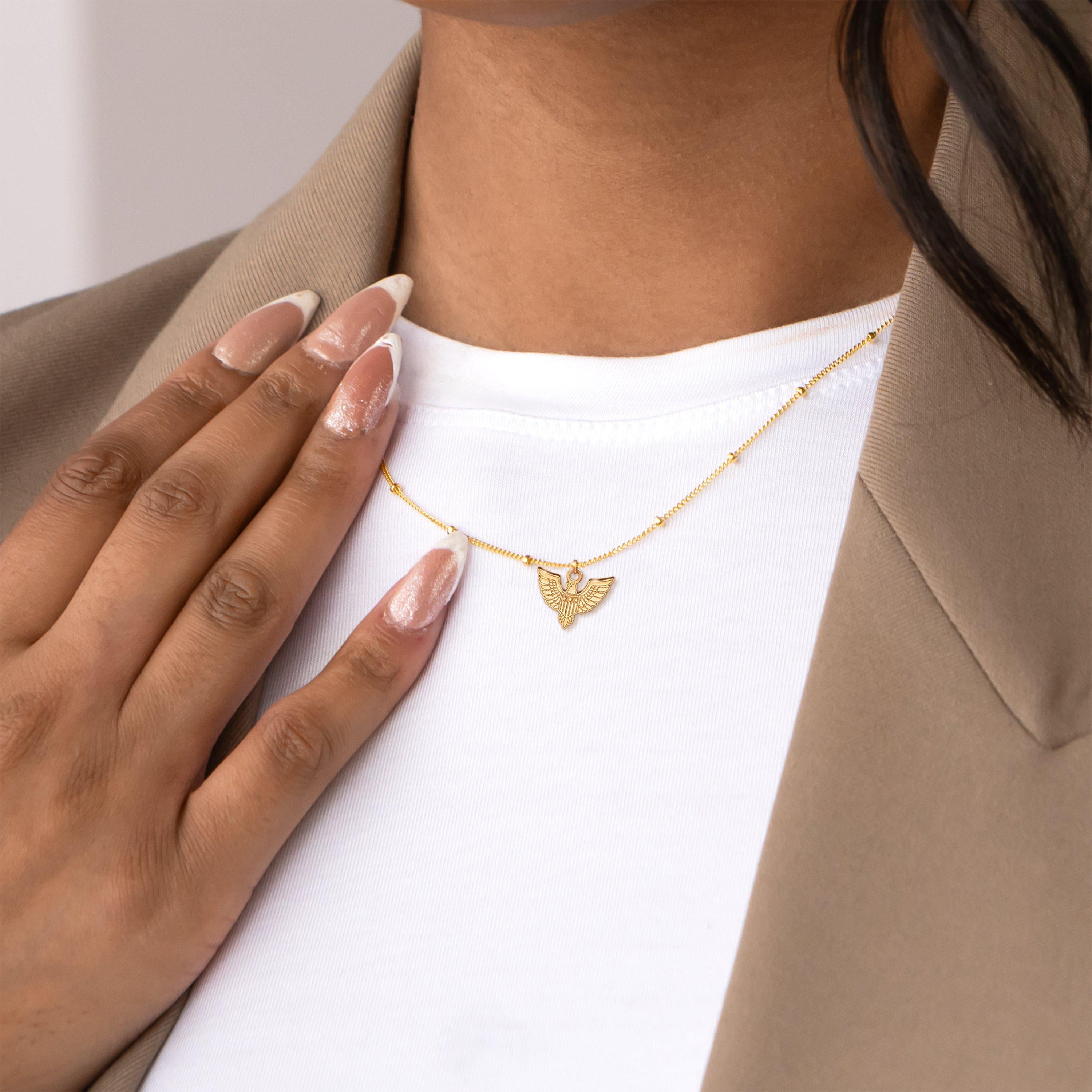 American Eagle Pendant Beady Necklace