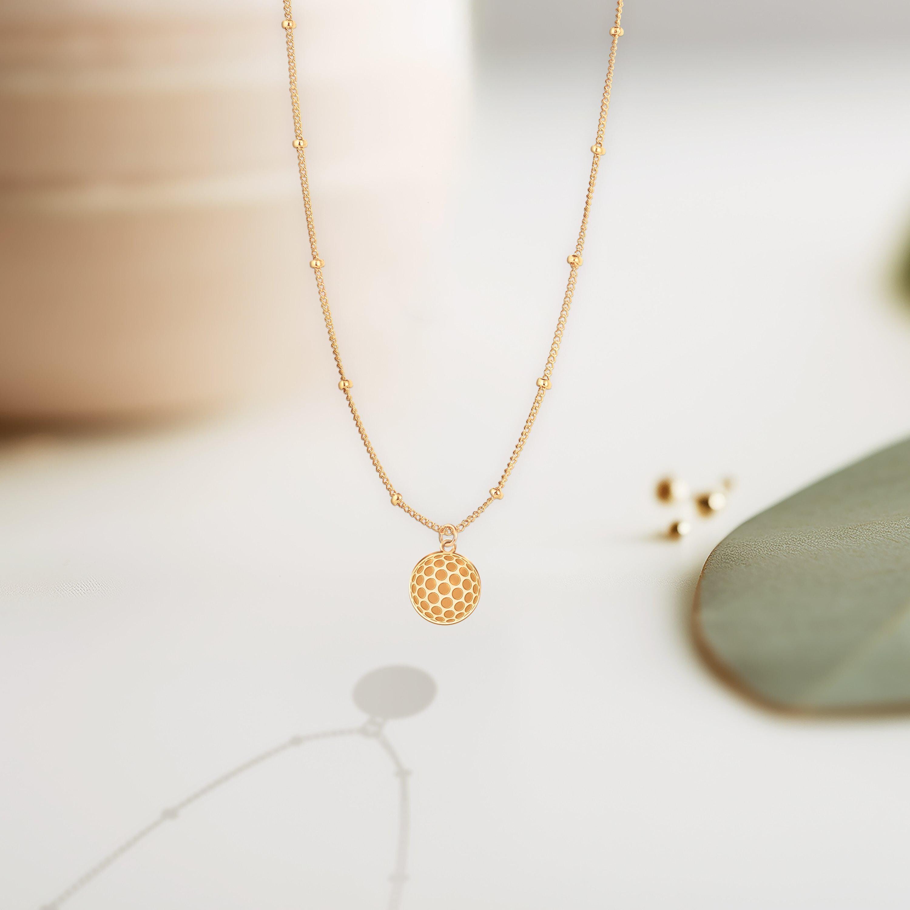 Golf Ball Pendant Beady Necklace