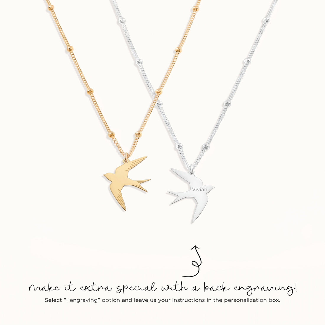 Flying Swallow Beady Necklace