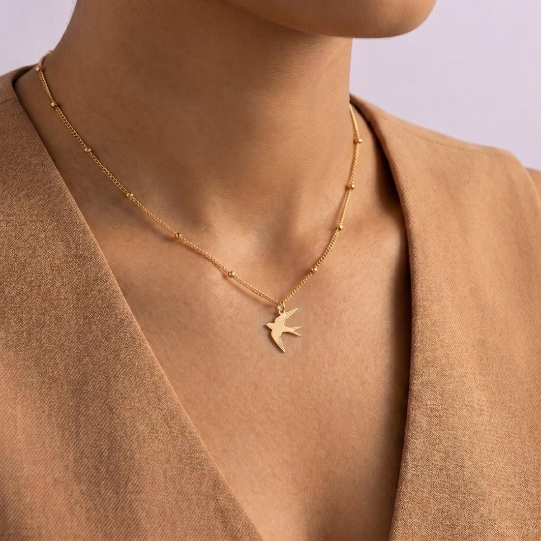 Flying Swallow Beady Necklace