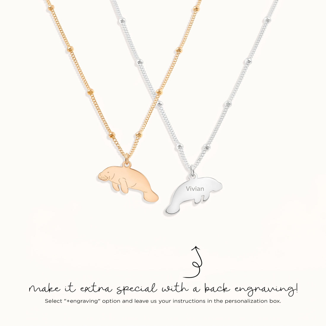 Manatee Charm Beady Necklace