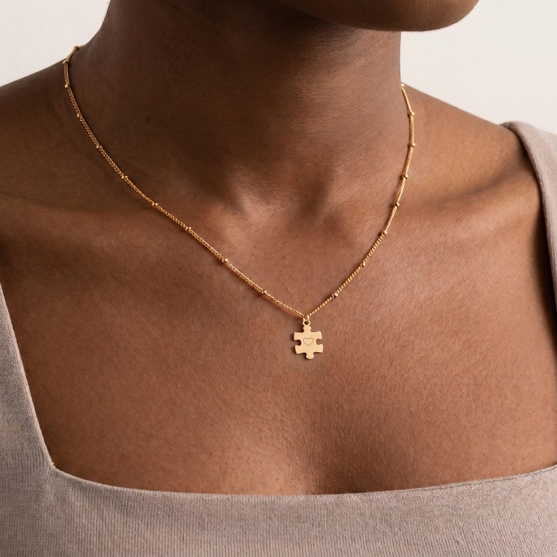 Puzzle Heart Beady Necklace