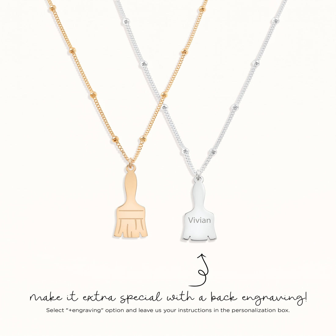 Paintbrush Charm Beady Necklace