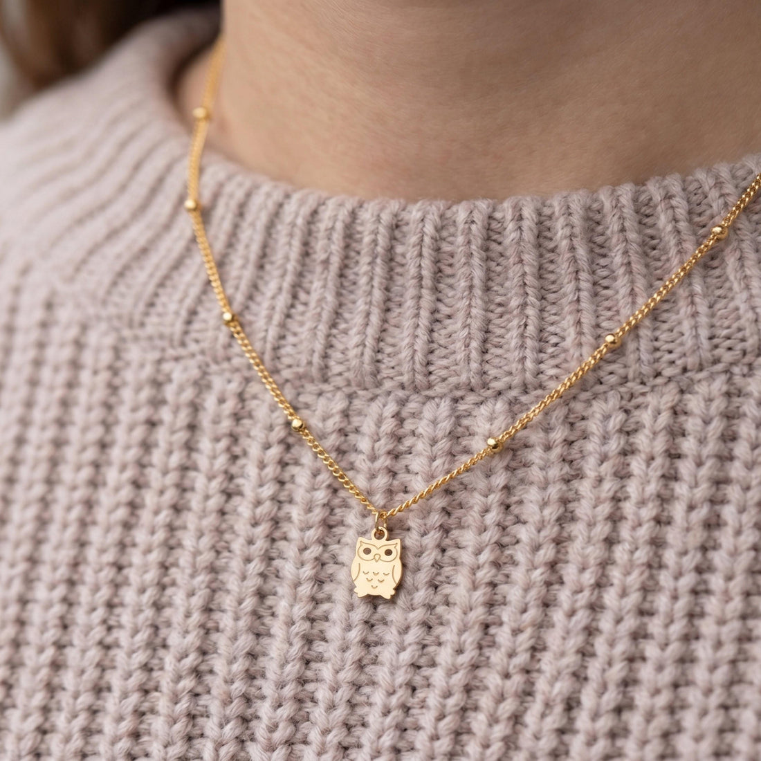 Owl Charm Beady Necklace