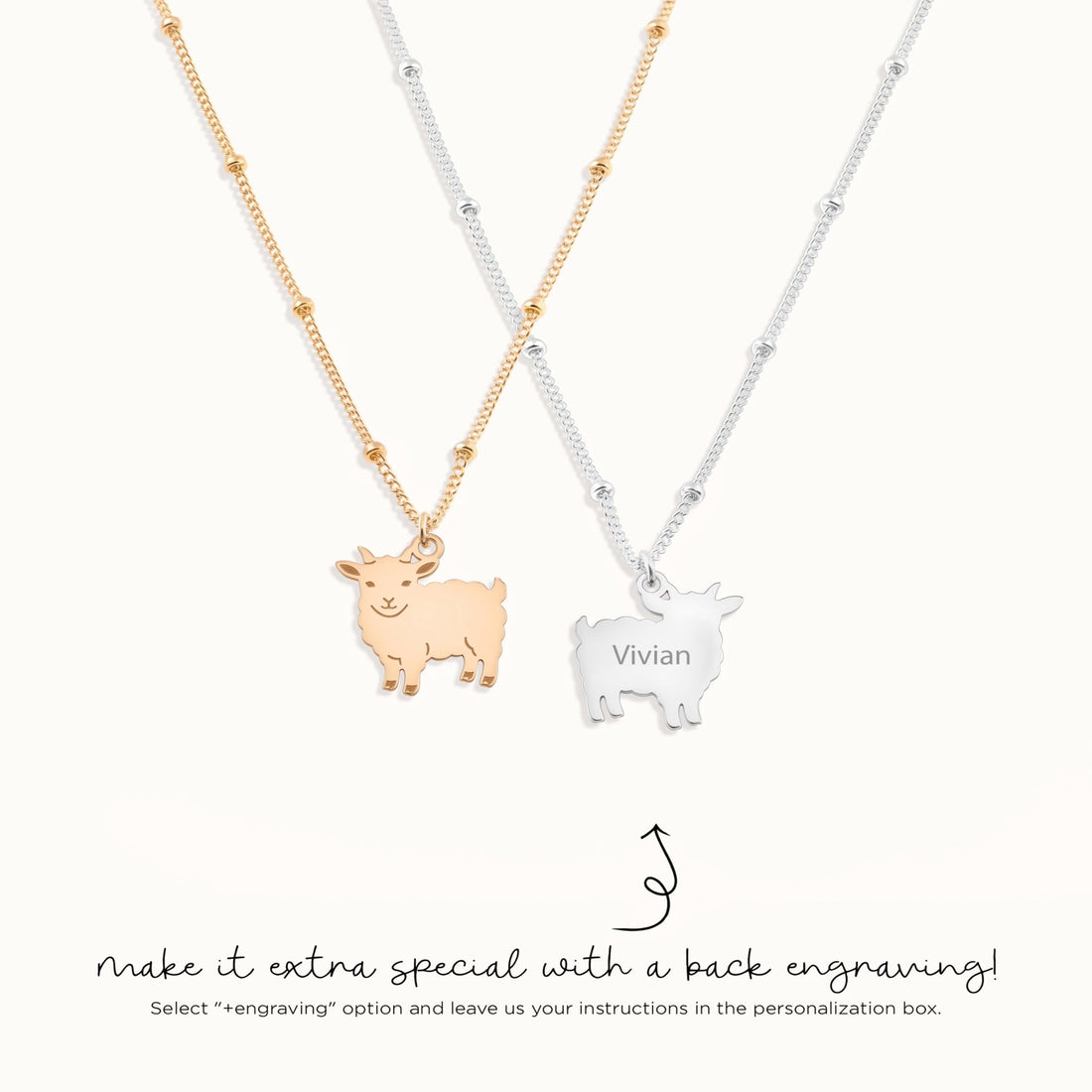 Horned Goat Charm Beady Necklace