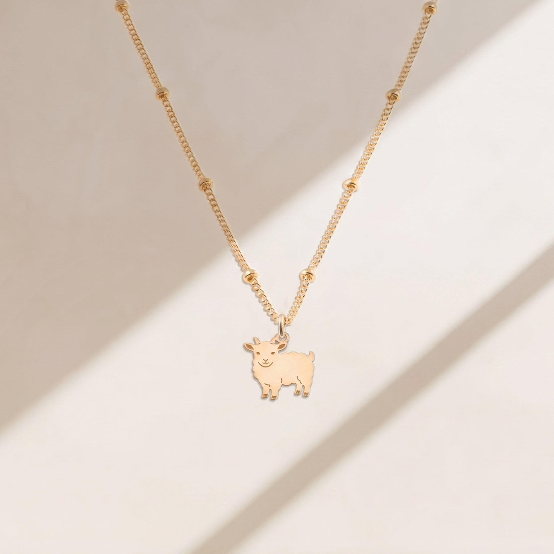 Horned Goat Charm Beady Necklace