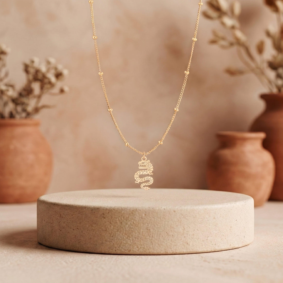 Serpentine Dragon Beady Necklace