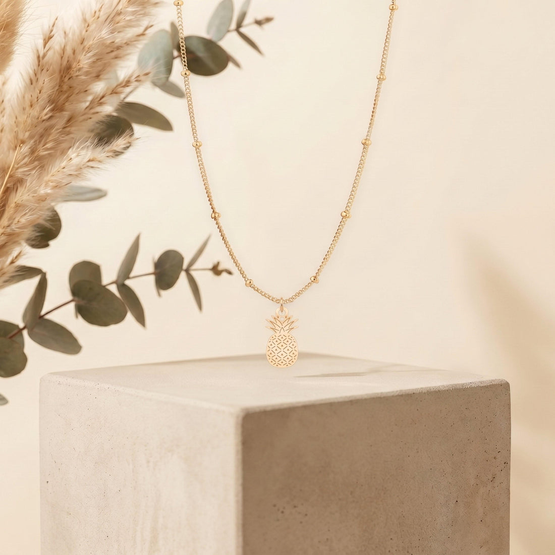 Pineapple Pendant Beady Necklace