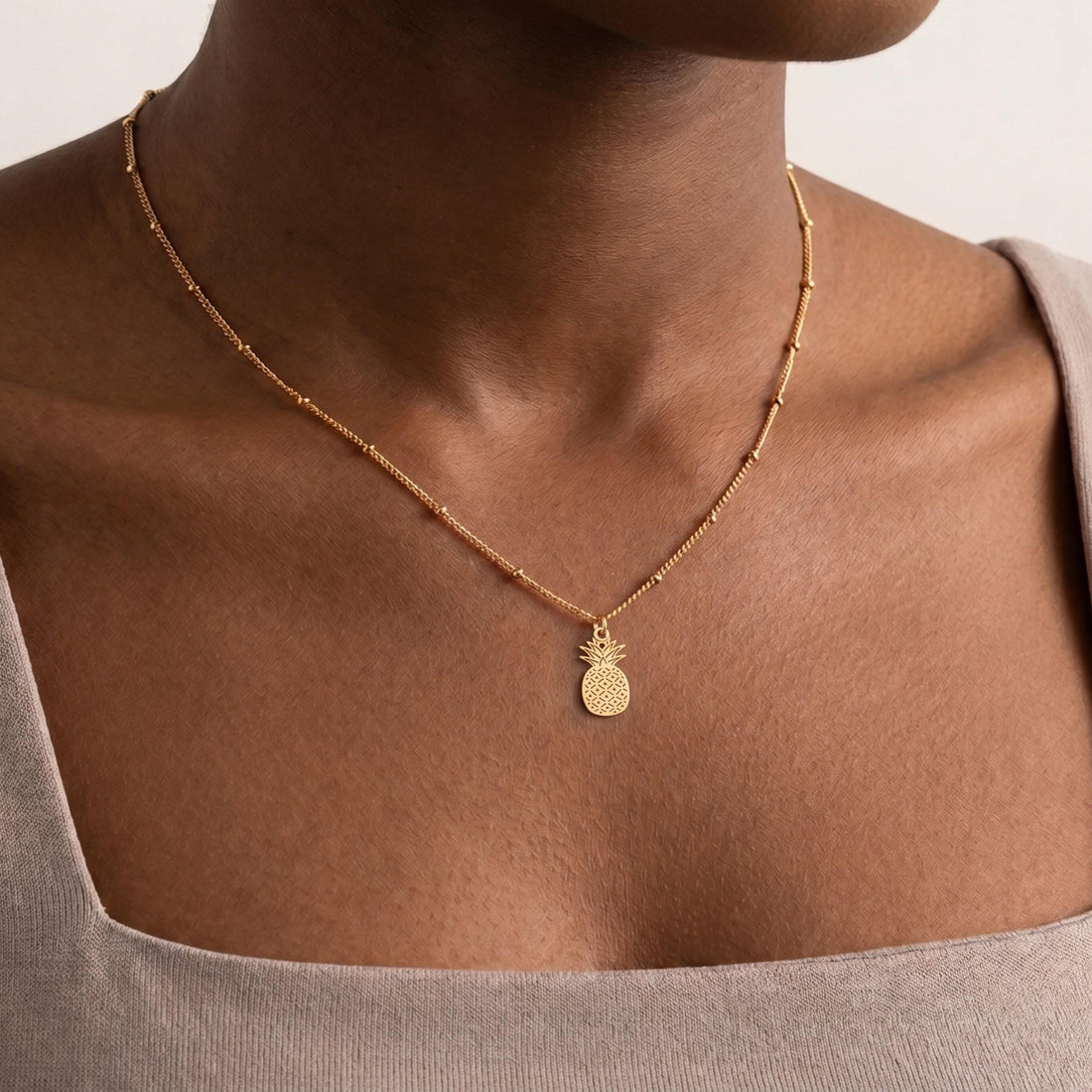 Pineapple Pendant Beady Necklace