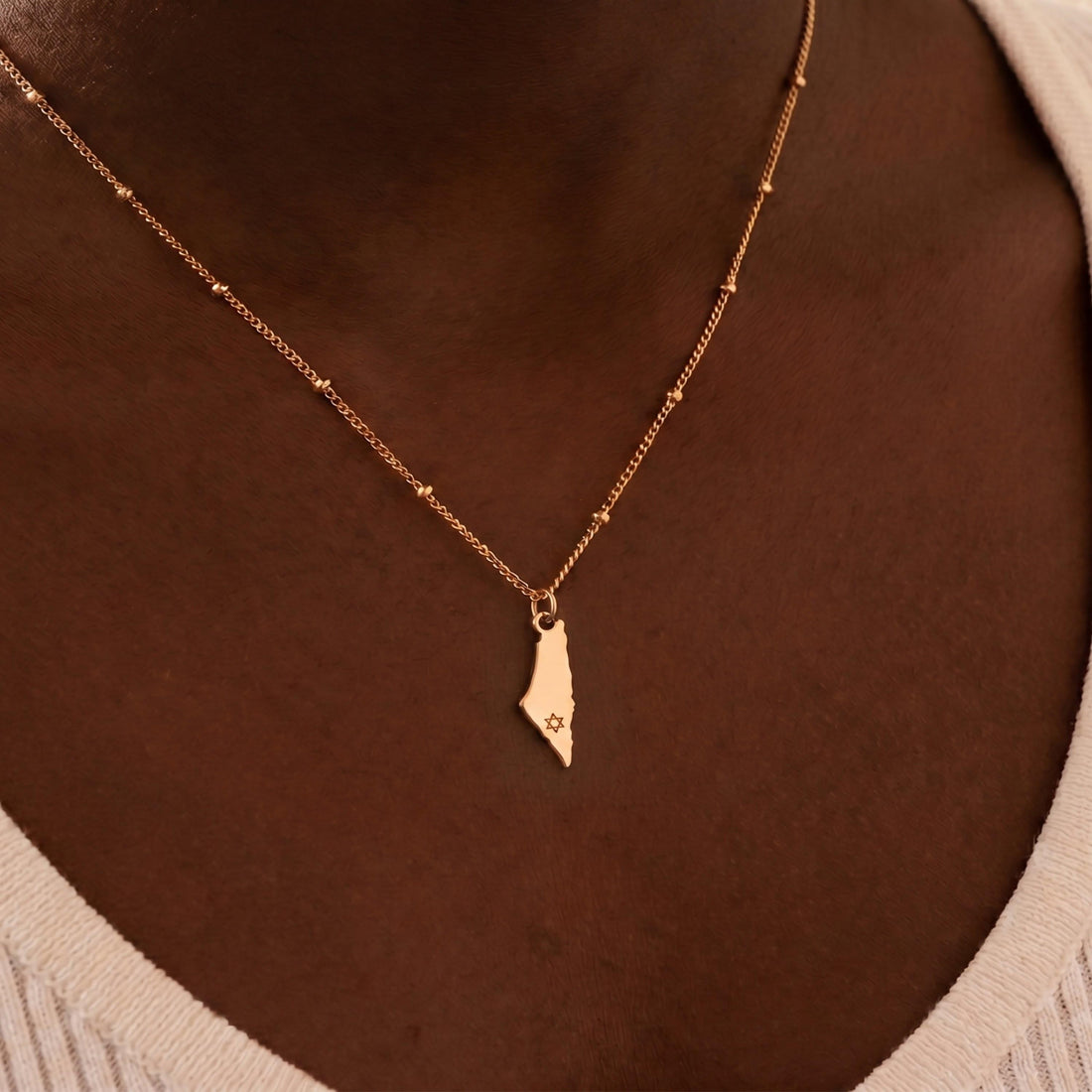 Israel Outline Charm Necklace