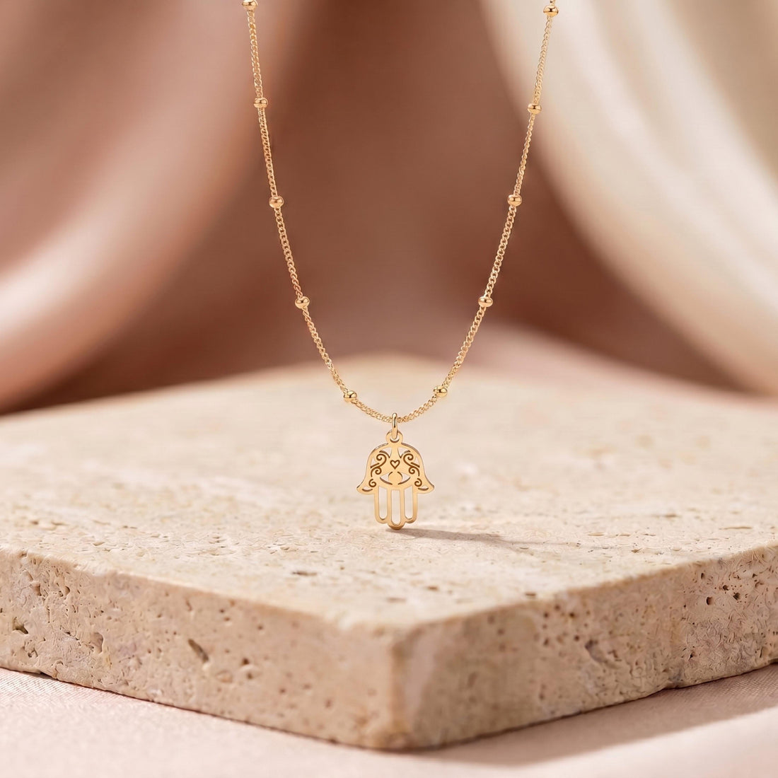 Hamsa Hand Beady Necklace