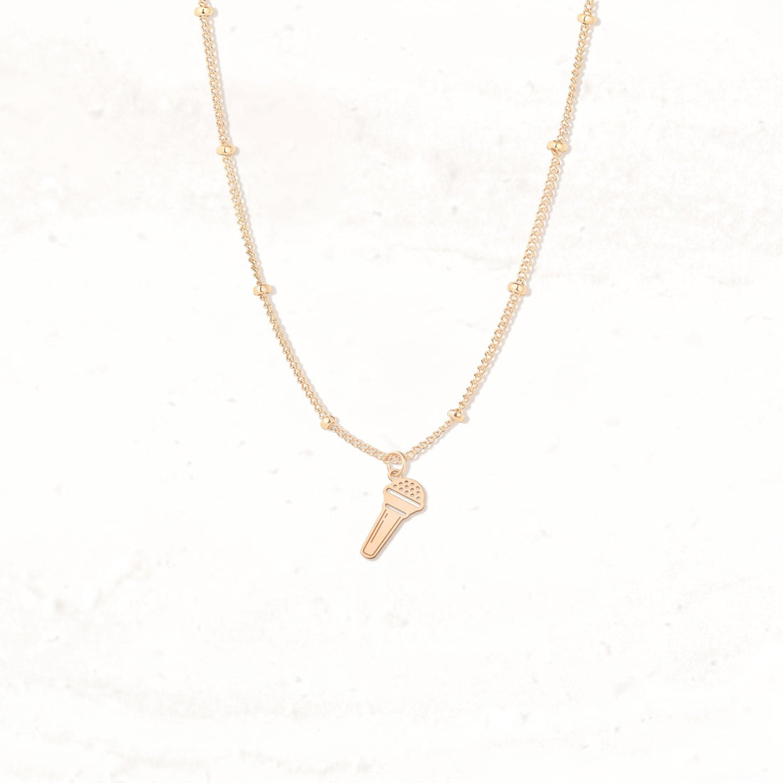 Microphone Charm Beady Necklace