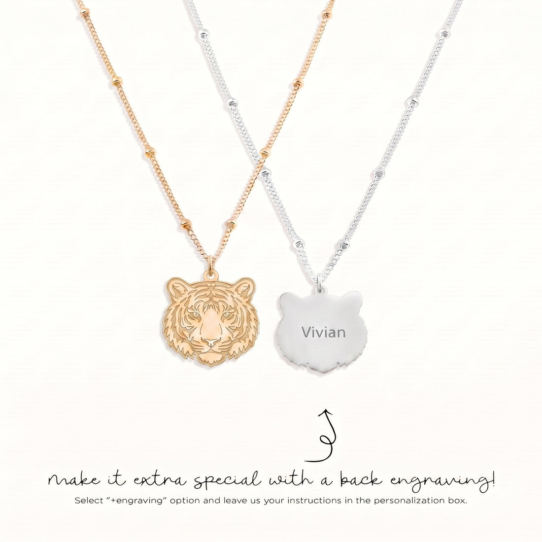 Tiger Head Charm Necklace