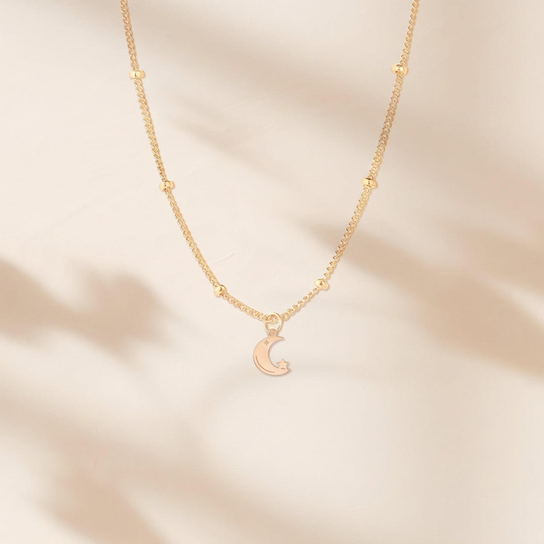 Crescent Moon Beady Necklace
