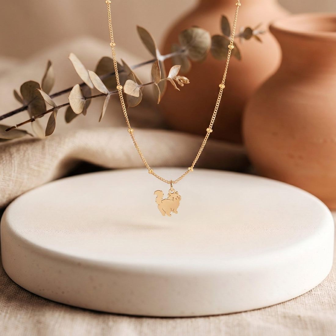 Feline Silhouette Beady Necklace