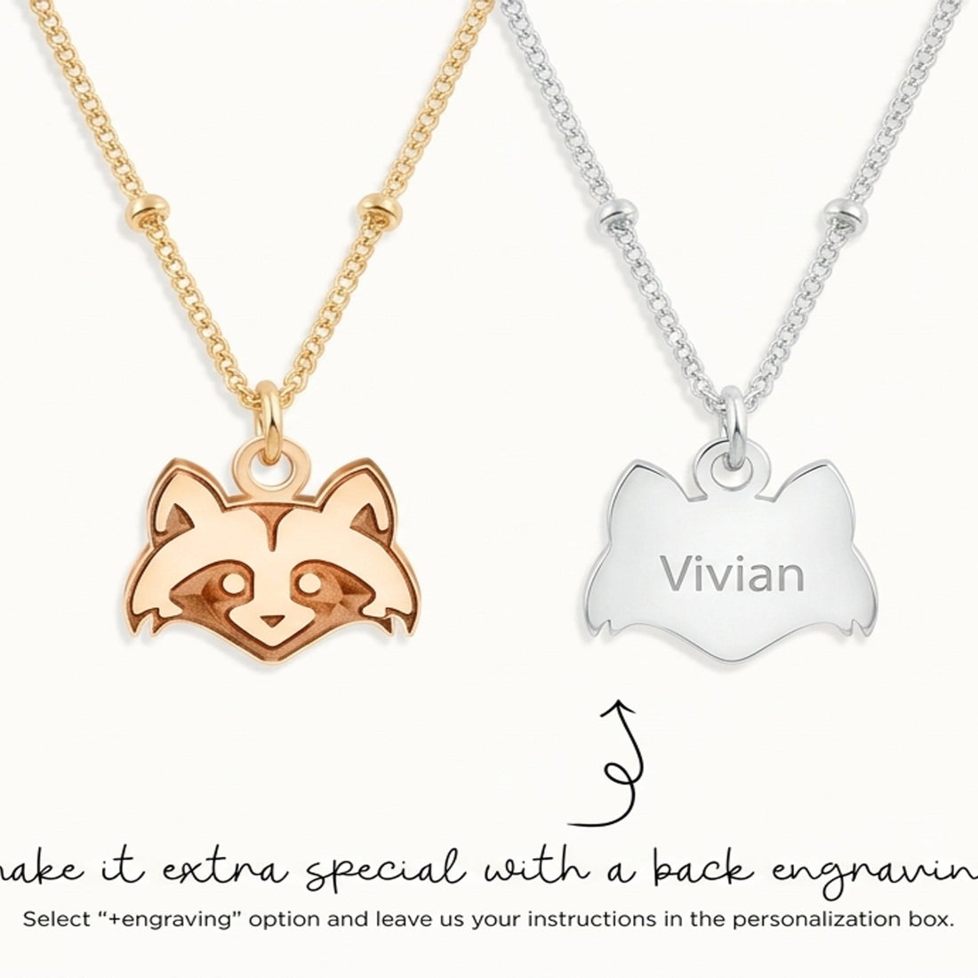 Raccoon Face Charm Necklace