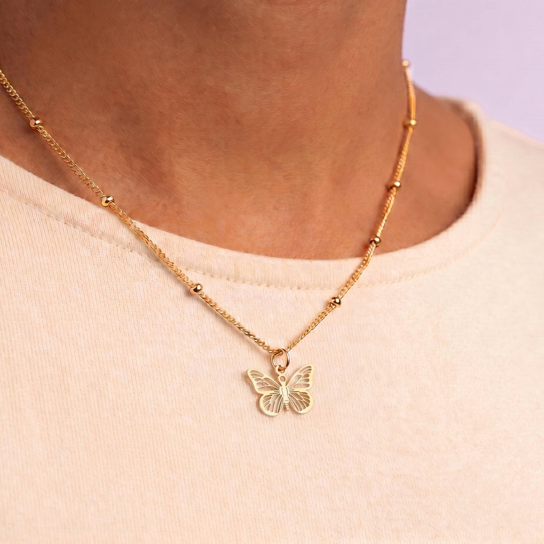 Winged Butterfly Charm Necklace