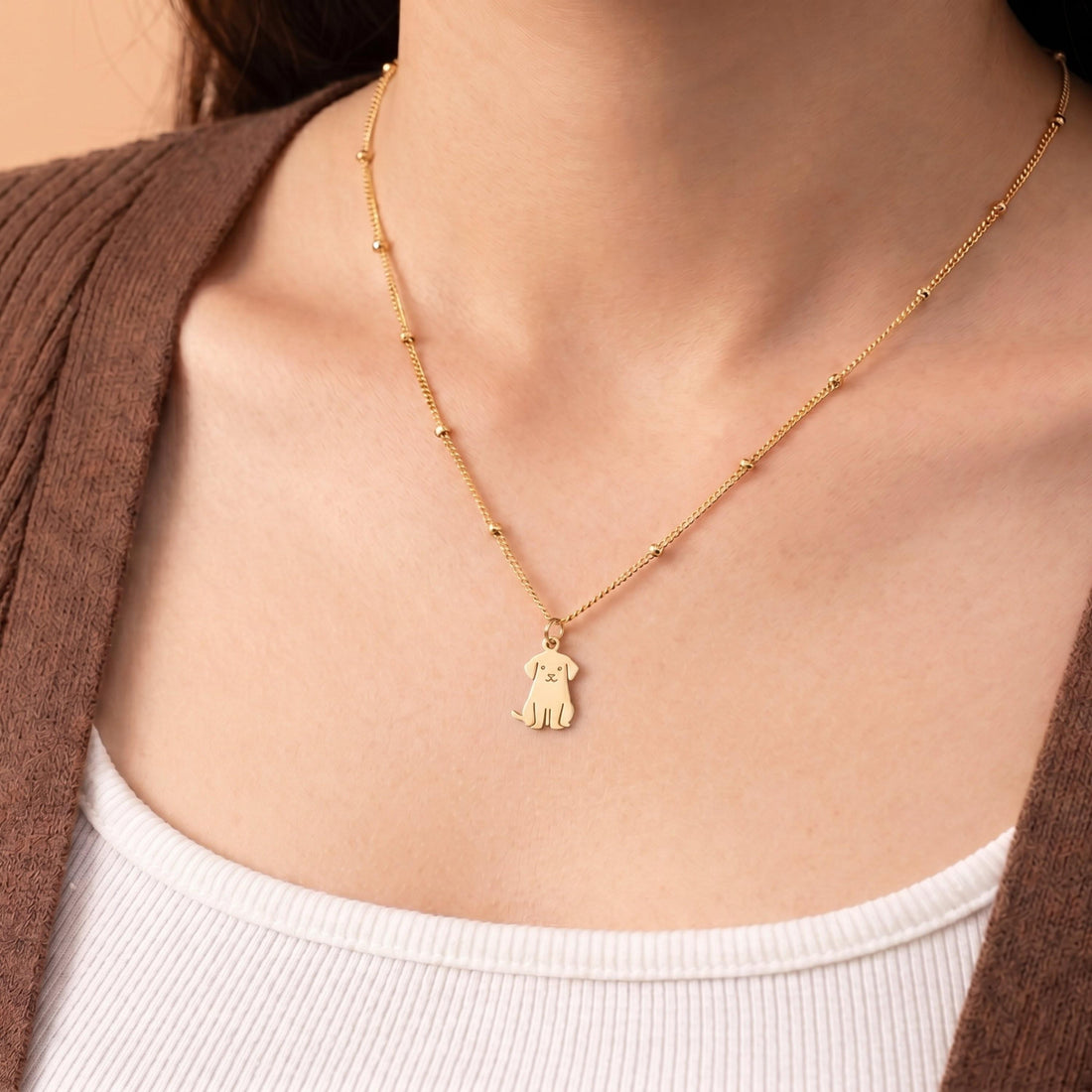 Sitting Puppy Beady Necklace