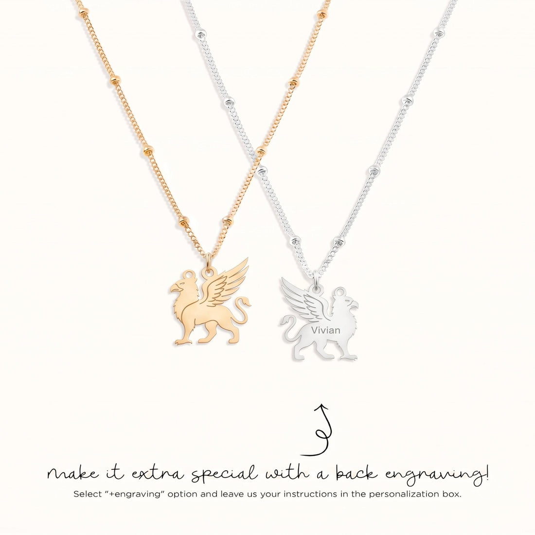 Winged Griffin Charm Necklace