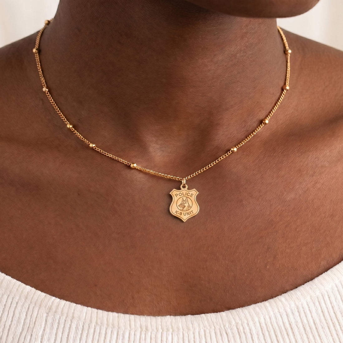 Police Dog Badge Charm Necklace