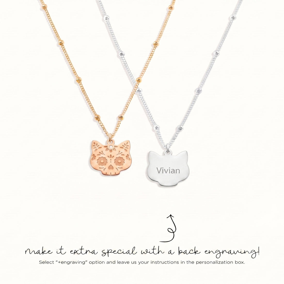 Sugar Skull Cat Necklace
