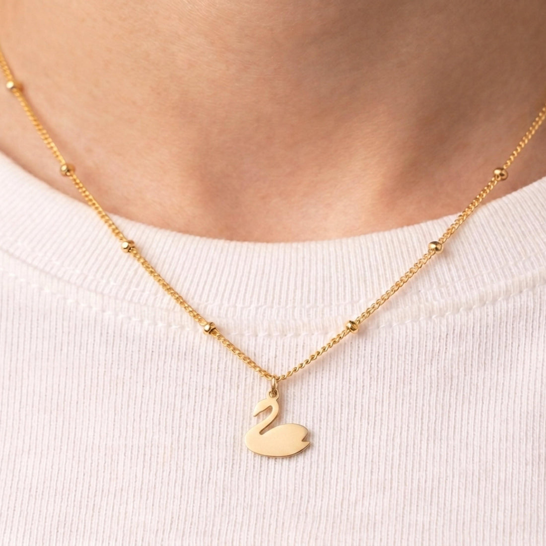 Swan Charm Beady Necklace